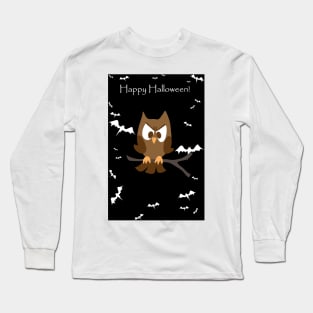 "Happy Halloween" Spooky Brown Owl Long Sleeve T-Shirt